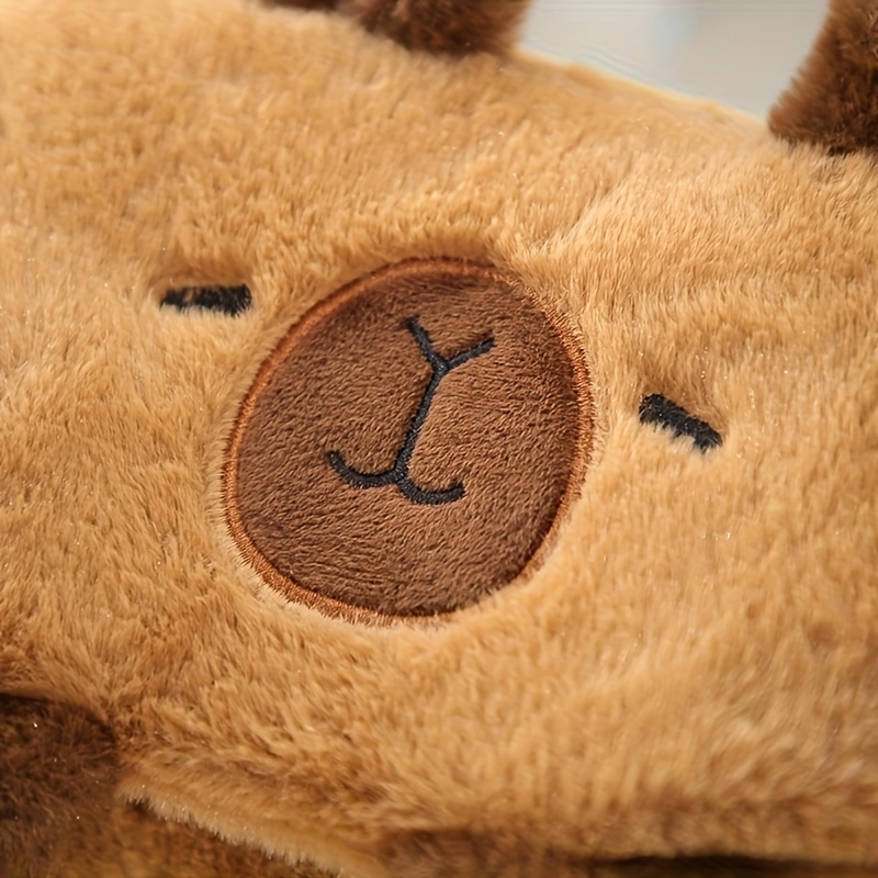 Adorable Capybara Plush Backpack Brown Faux Fur Soft Plush 13.7-Inch Student Girl Plush Capybara Backpack Cute Fluffy Cartoon Bag  main image 2