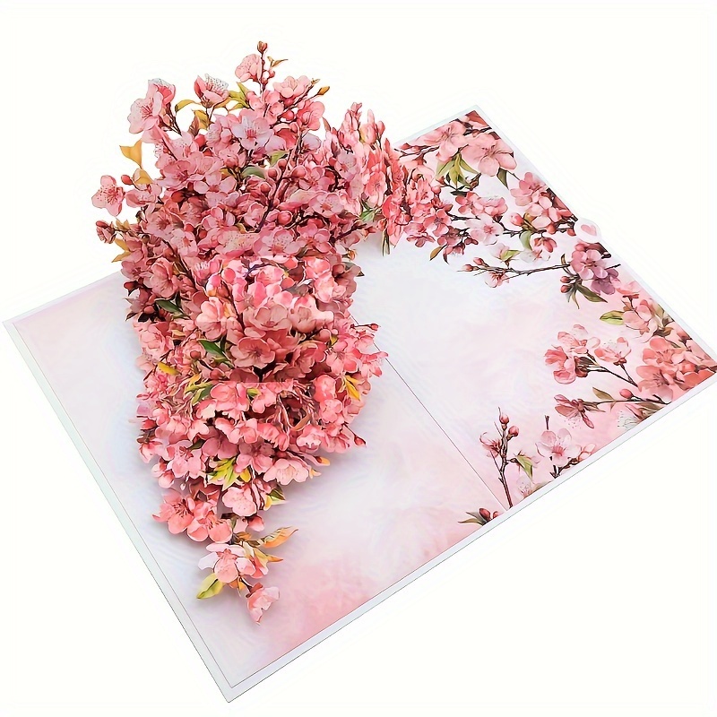 

1pc Handmade Flower Pop-up Greeting Card For Wedding, Valentine's Day, Thanksgiving, Birthday, Mother's Day - Unique 3d Paper Sculpture Design For Anyone