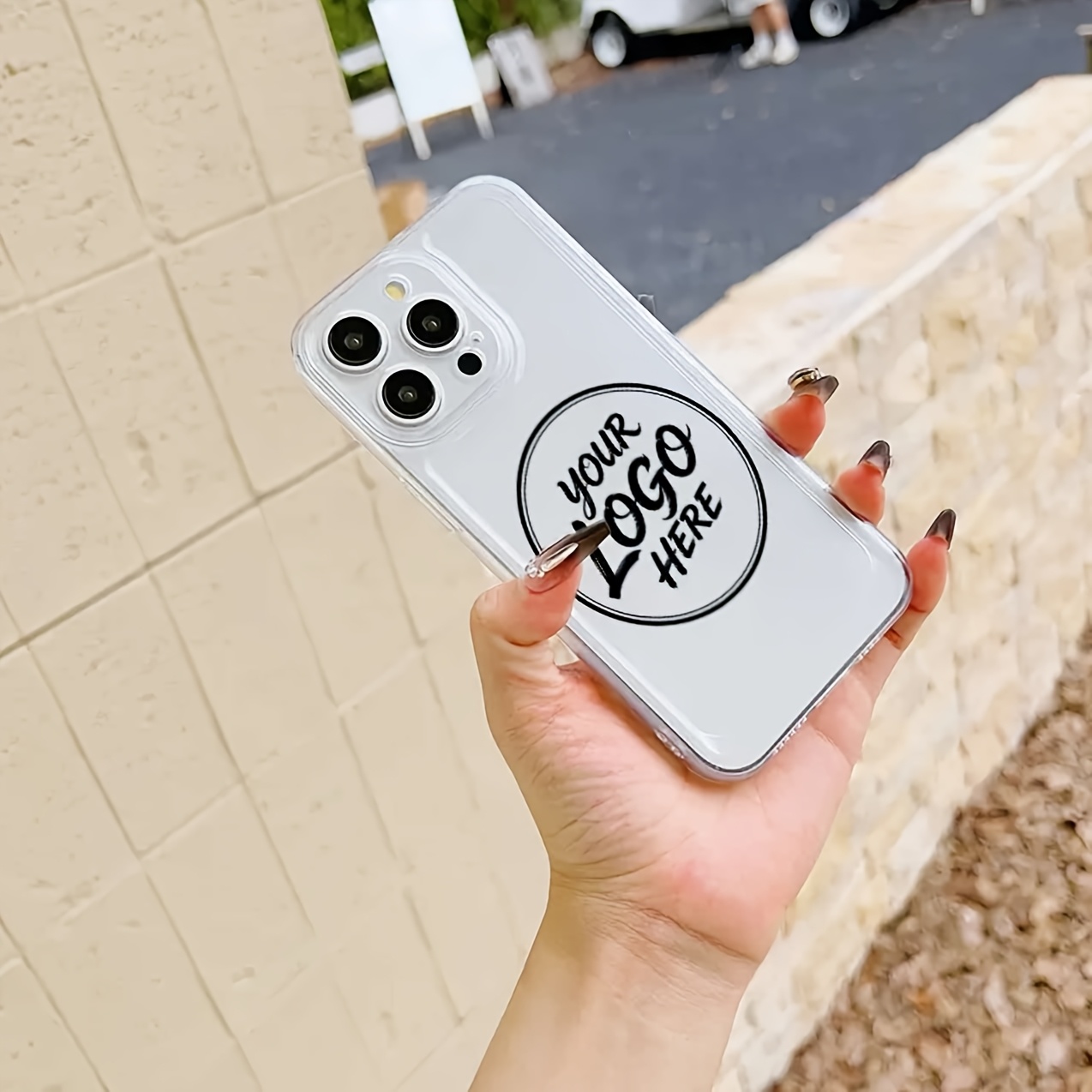 TEMU Phone Case - Custom Logo Phone Case, Minimalist With Custom Logo, Personalized Creative Full Protection Anti-drop Case, Anti-scratch And