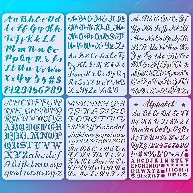 TEMU Questo set di 6 stencil per calligrafia misura 7.87 X 5.91 pollici ed 癡 realizzato in plastica . lettere e ed 癡 per disegnare, tenere un ,