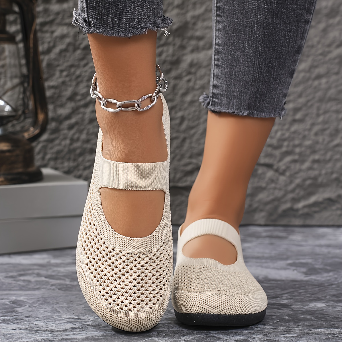 Summer Breathable Slip-on Women's Shoes Lightweight Beige Casual Sneakers Shoe Opening Versatile Comfortable Leisure Shoes, Women Shoes