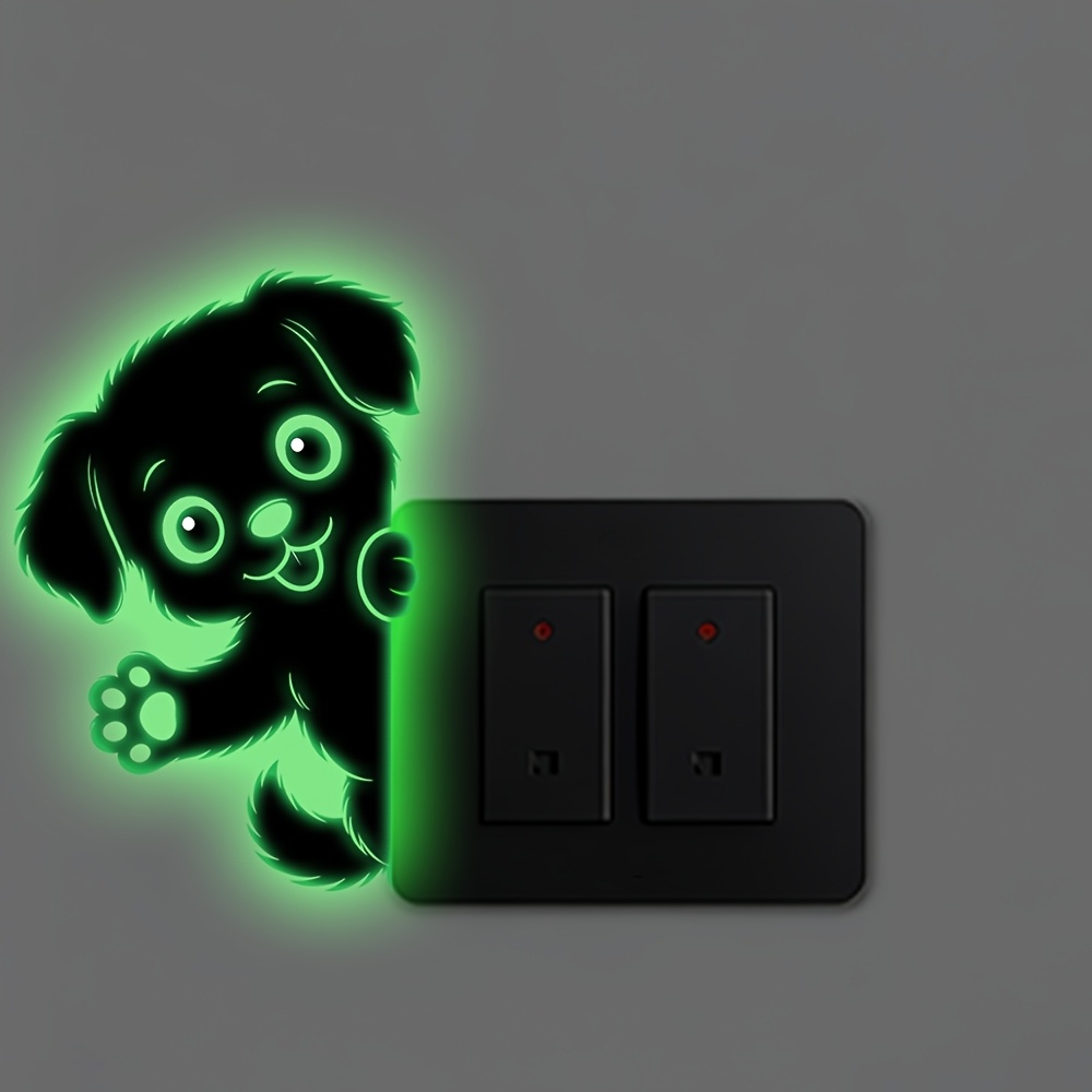 TEMU 1 ud. Adhesivo para de luz con diseño de cachorro que en , lindo adhesivo de pared con luz nocturna de perro de dibujos animados, adhesivo