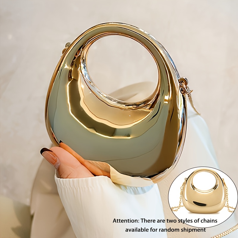 TEMU Personalized Glossy Evening Bag Fashion Acrylic Crescent Bag Mini Lightweight Women's Handbag Lipstick Coin Earphone Shoulder Crossbody Bag