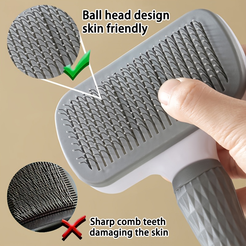 2pcs Pet Massage Comb Set, Pet Hair Removal Grooming Brush, Flea And Floating Hair Removal, One-Button Easy Loose Undercoat Removal Tool for Dogs And Cats, Pet Comb, Flea Comb
