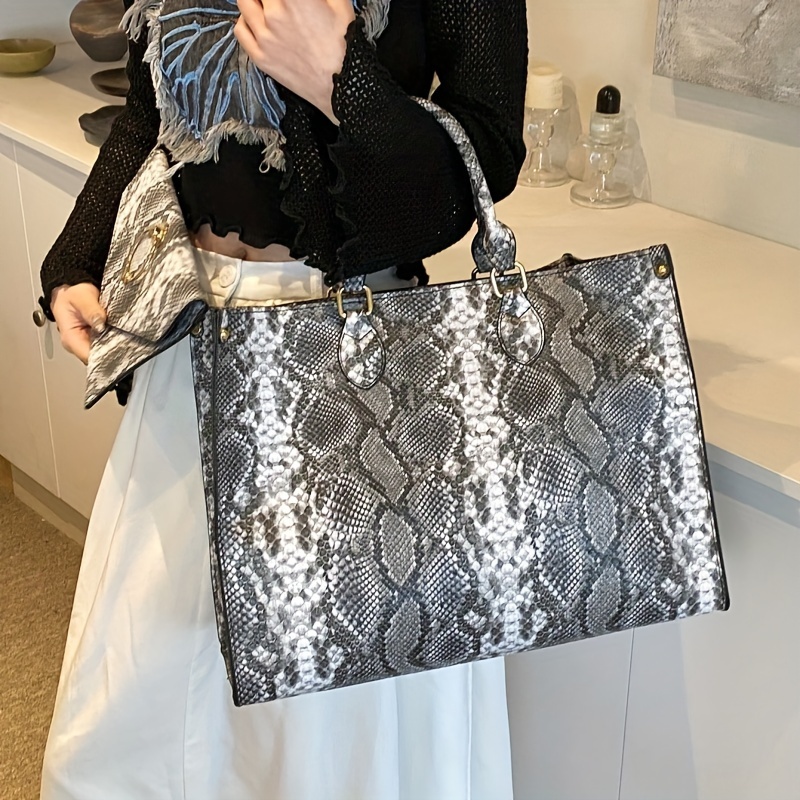 Damen Handtasche Handtasche Mit Schlangenmuster Schicke Schwarze