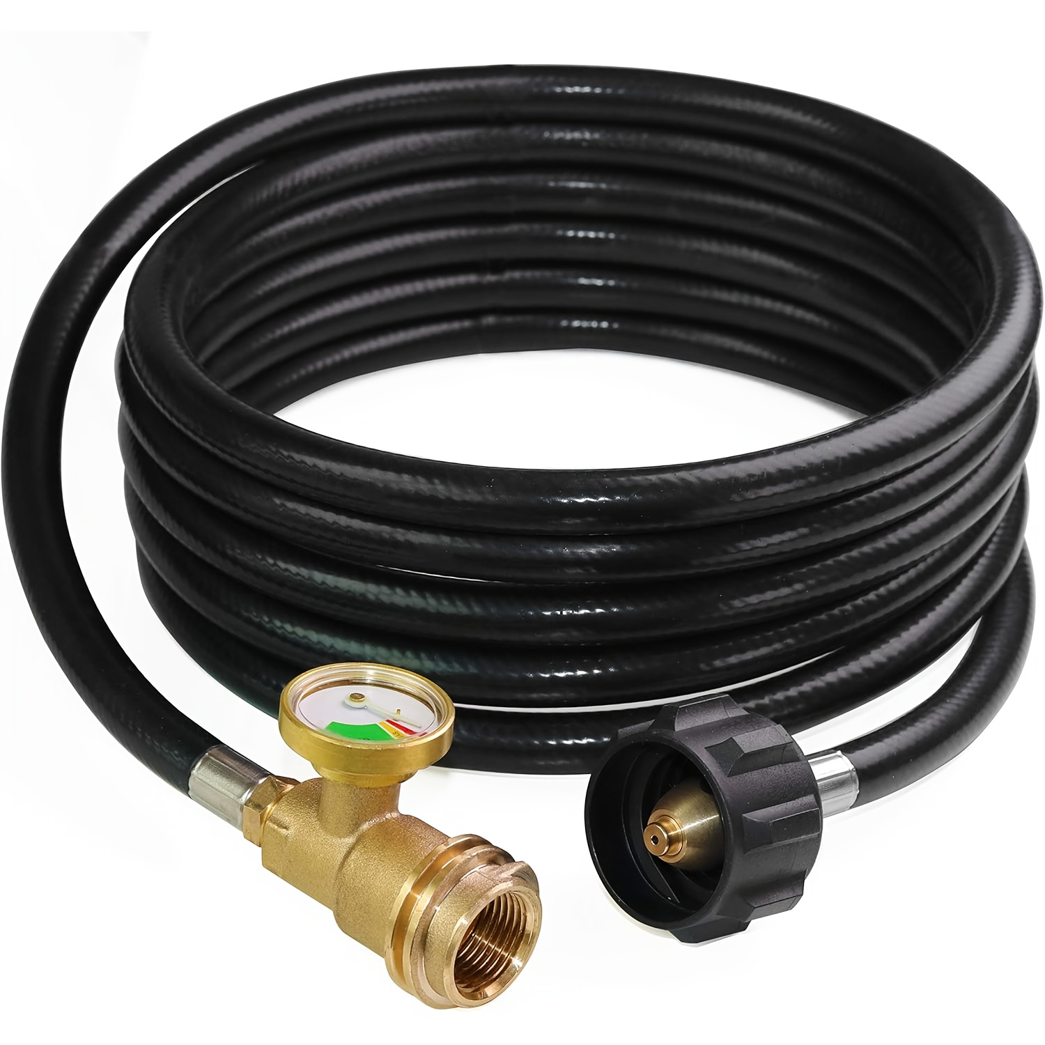 

12 Feet Propane Hose With Gauge, Adapter Converts Pol Lb Lp To Qcc1 For Gas Grill, Stove And More Propane Appliances