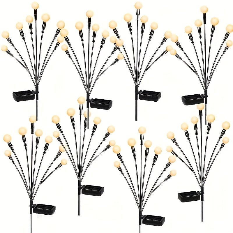 TEMU 8 Pack 8-head Firefly Lights Solar Powered Led Outdoor Ip65 Garden Lawn Lights Landscape Pathway Lights Garden Decor Spring Easter Gift