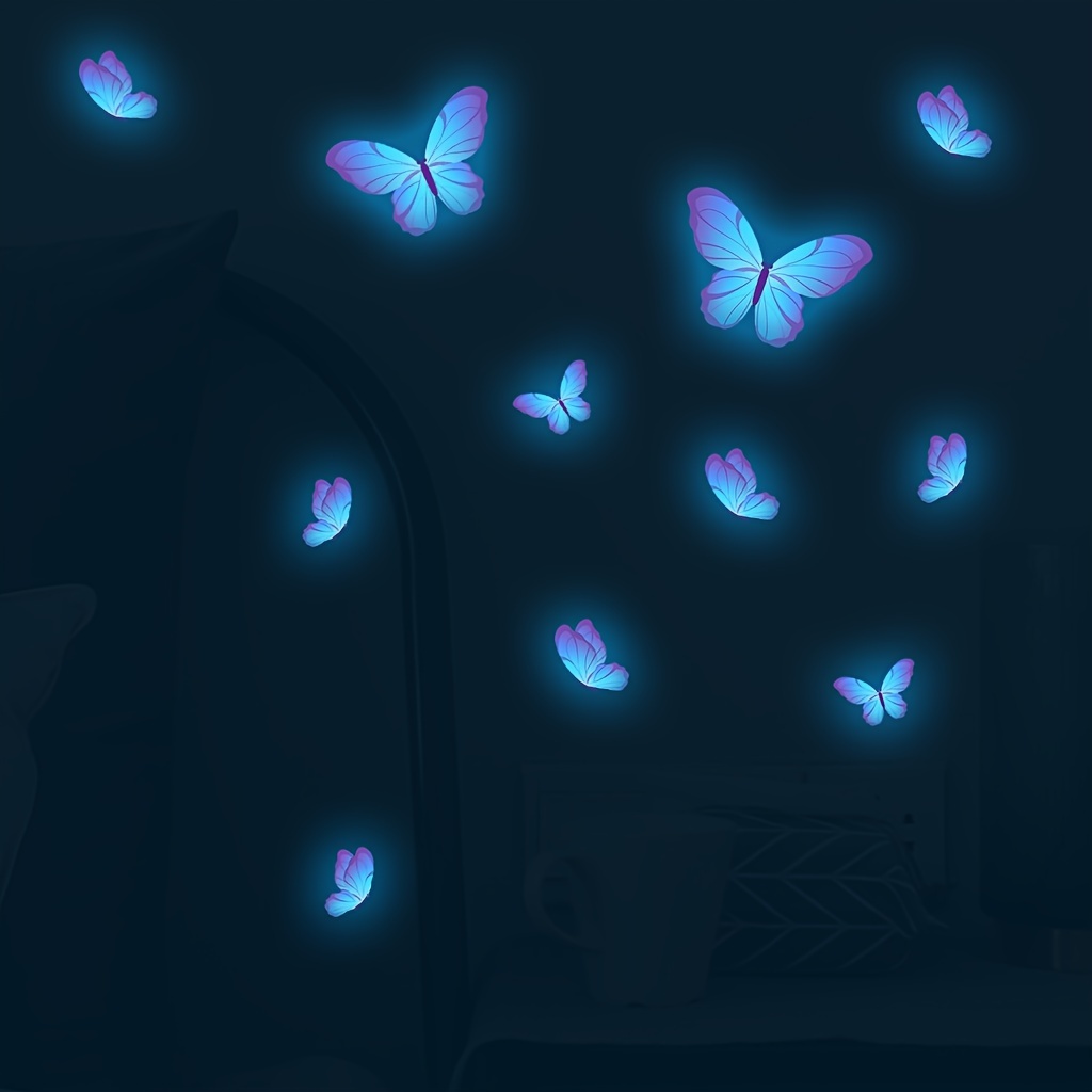 

Glow-in-the-dark Butterfly Wall Decal - Removable Pvc Sticker For Bedroom & Living Room, 7.9" X 7.9
