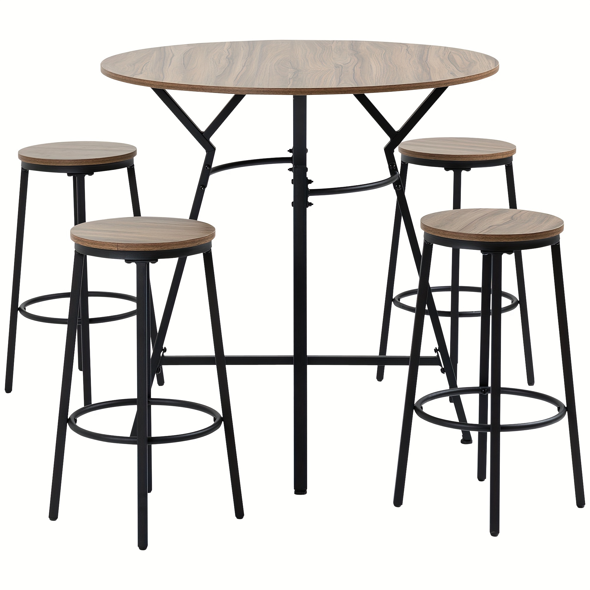 

Homcom Industrial 5-piece Bar Table And Chairs Set, Space Saving Dining Table With 4 Stools For Pub And Kitchen,