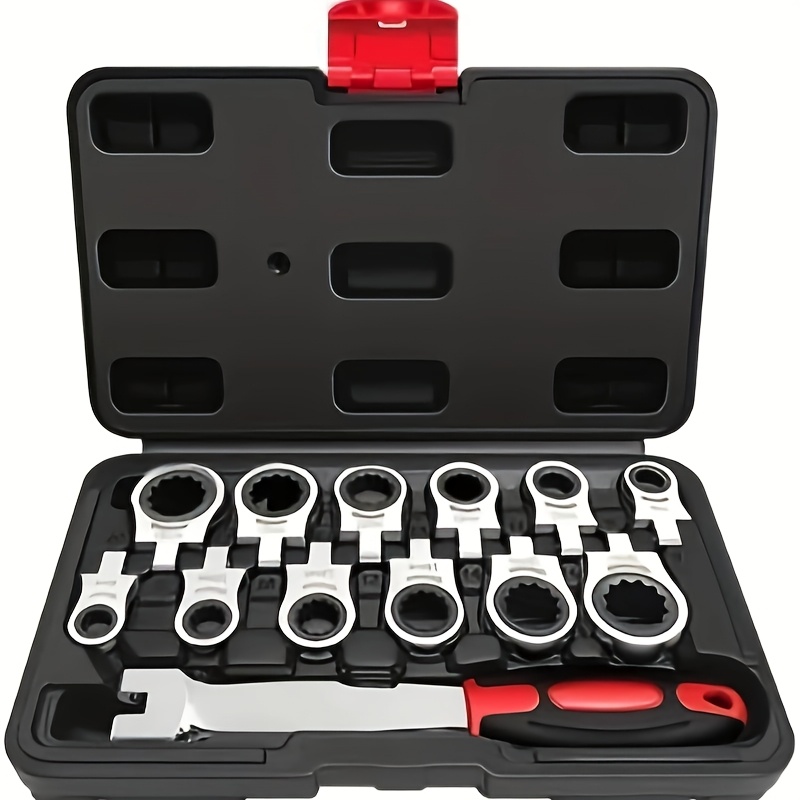 TEMU A 12-in-1 Stainless Steel Ratchet Wrench Set With Interchangeable Sockets - Designed For Quick Release, Ideal For Different Repair And