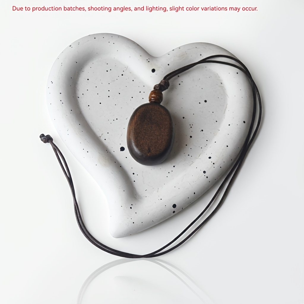 Retro Minimalist Dark Brown Cylindrical Wooden Pendant Necklace