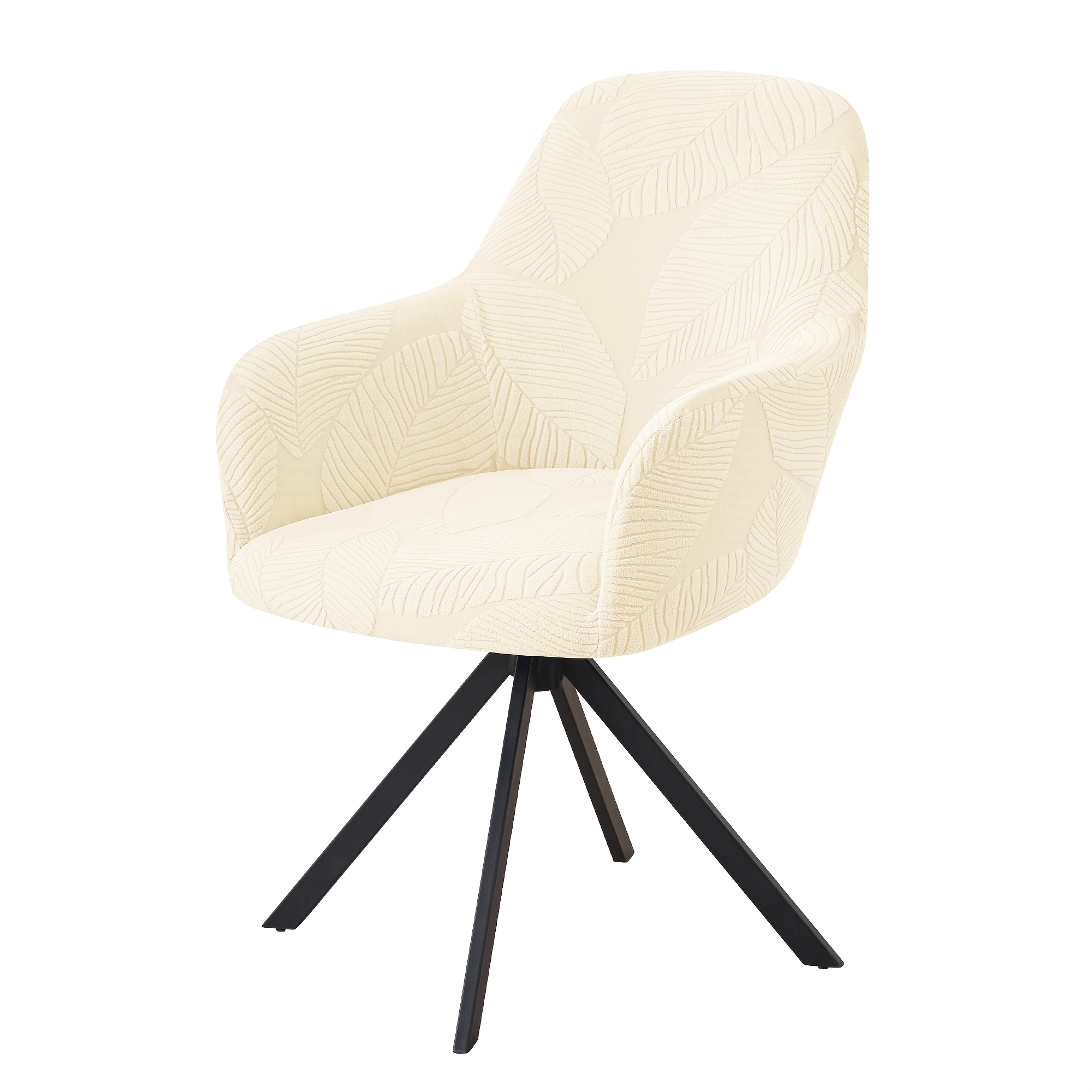 TEMU 1 pièce Housse de fauteuil à haut en jacquard à motif de feuilles sonores, protège-chaise de salle à manger avec accoudoirs