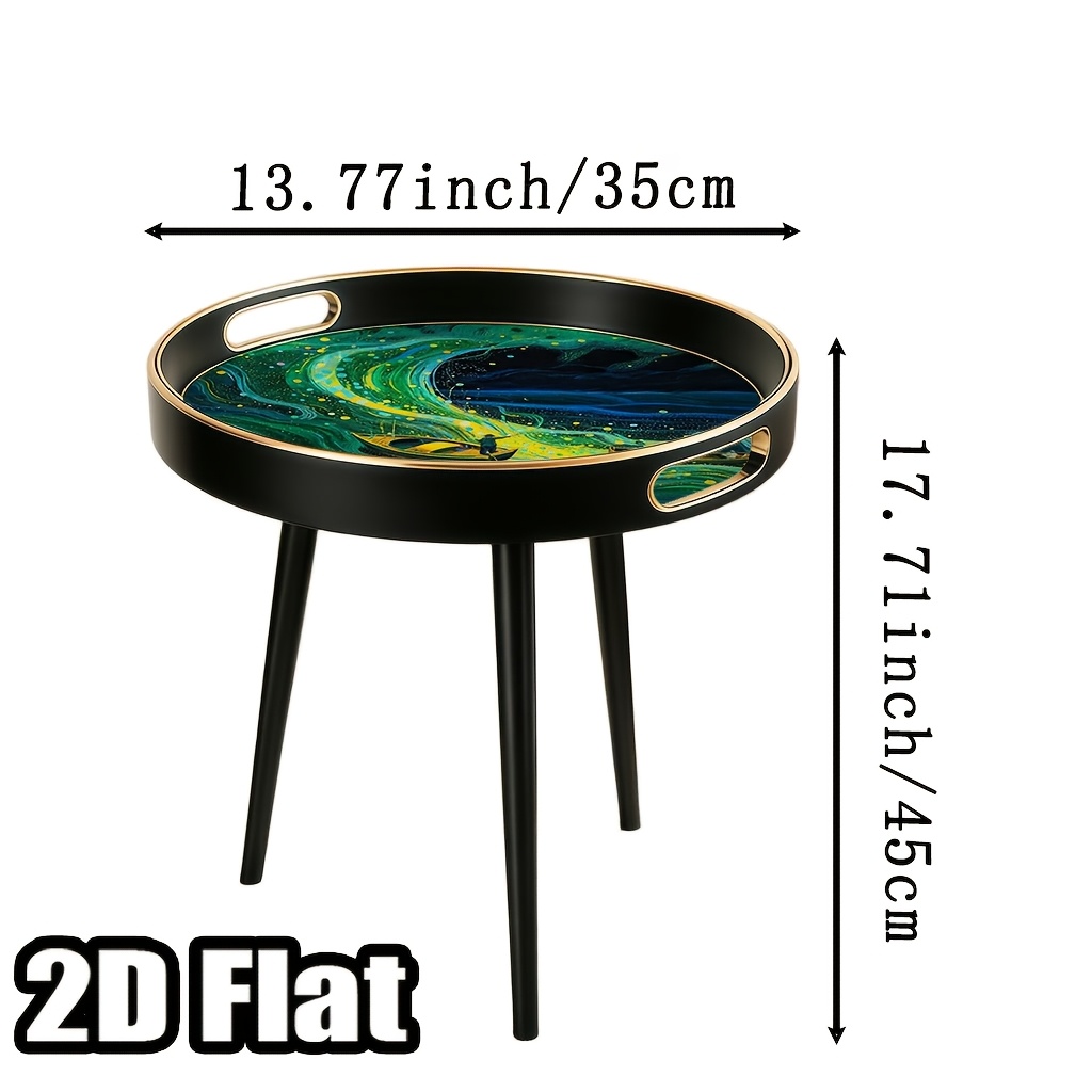 Polygonal Modern Minimalist Table with Boat Painting