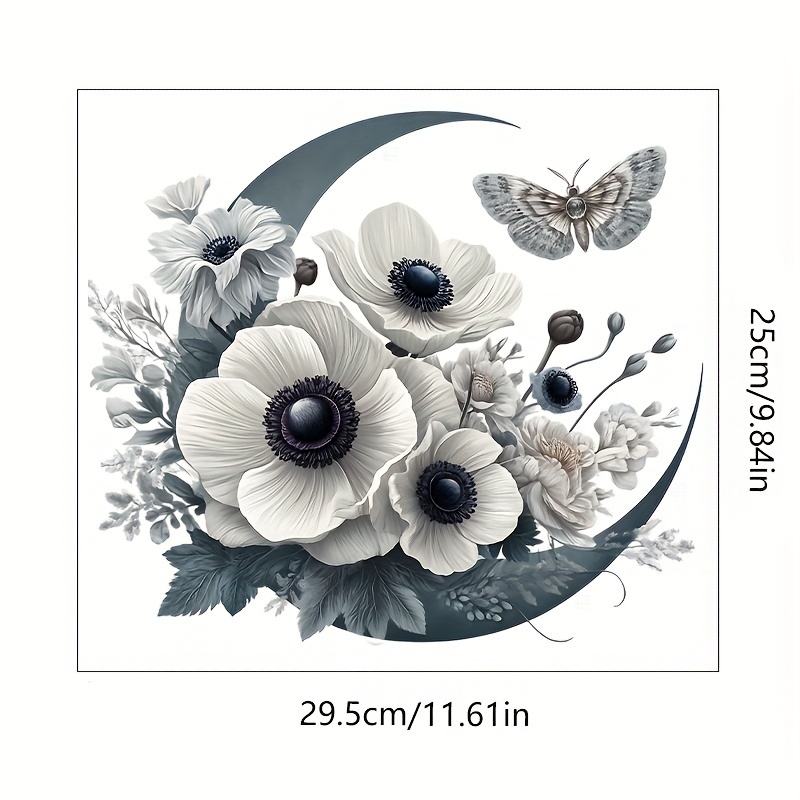 1pc Gray Flower Pattern Stickers, Bathroom Toilet Tank Decals, Door Stickers, Wall Stickers, Suitable Size, A Fun Home Decoration Sticker, Creative Personality Decoration