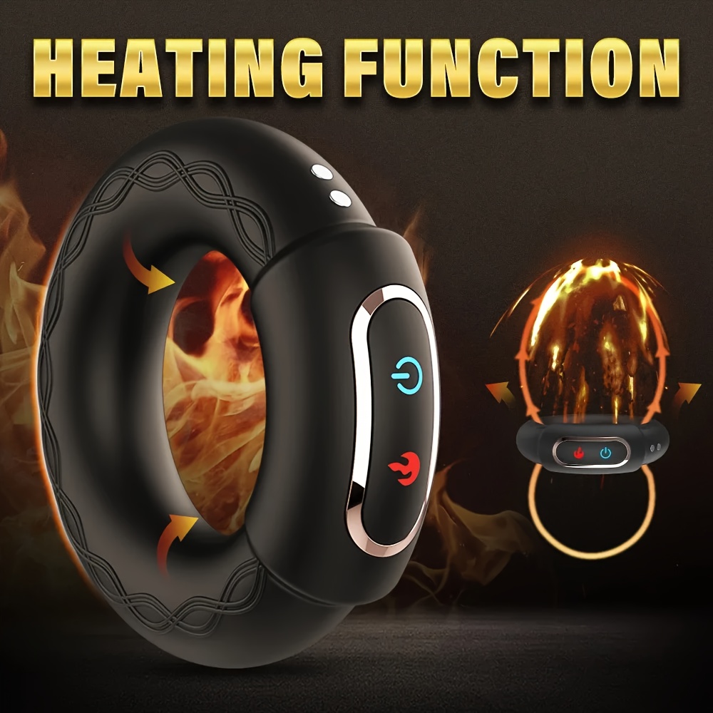 Men'S Vibrating Ring Lock Sperm Ring 9 Frequency Vibration Function Heating Ring USB Charging Easy to Clean