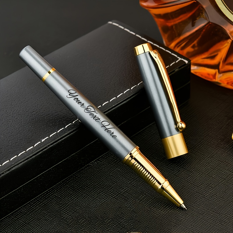 Personalized Luxury Ballpoint Pen, Free Laser Engraving Customization, 0.5mm Black Ink, Nice BallPens Box Birthday Gifts, Office Gel Pens Writech Pens Fine Point Smooth Writing Blue Pens