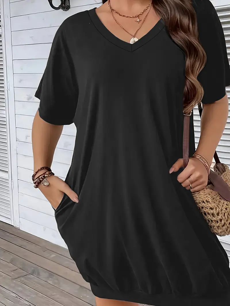 plus size v neck t shirt dress 24seven Comfort Apparel Plus Size V Neck T Shirt Style Knee Length Dress-White-2X : Target