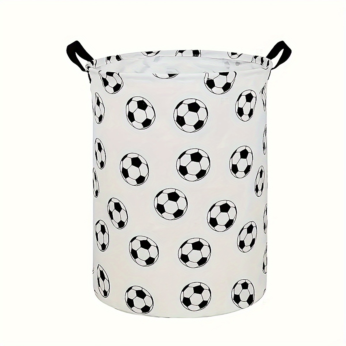 E-shop 1 großer Aufbewahrungskorb mit Fußball-Thema schwarz-weißem Ballmuster, faltbarer Wäschekorb aus Polyester für Kleidung mehr – Ideal für