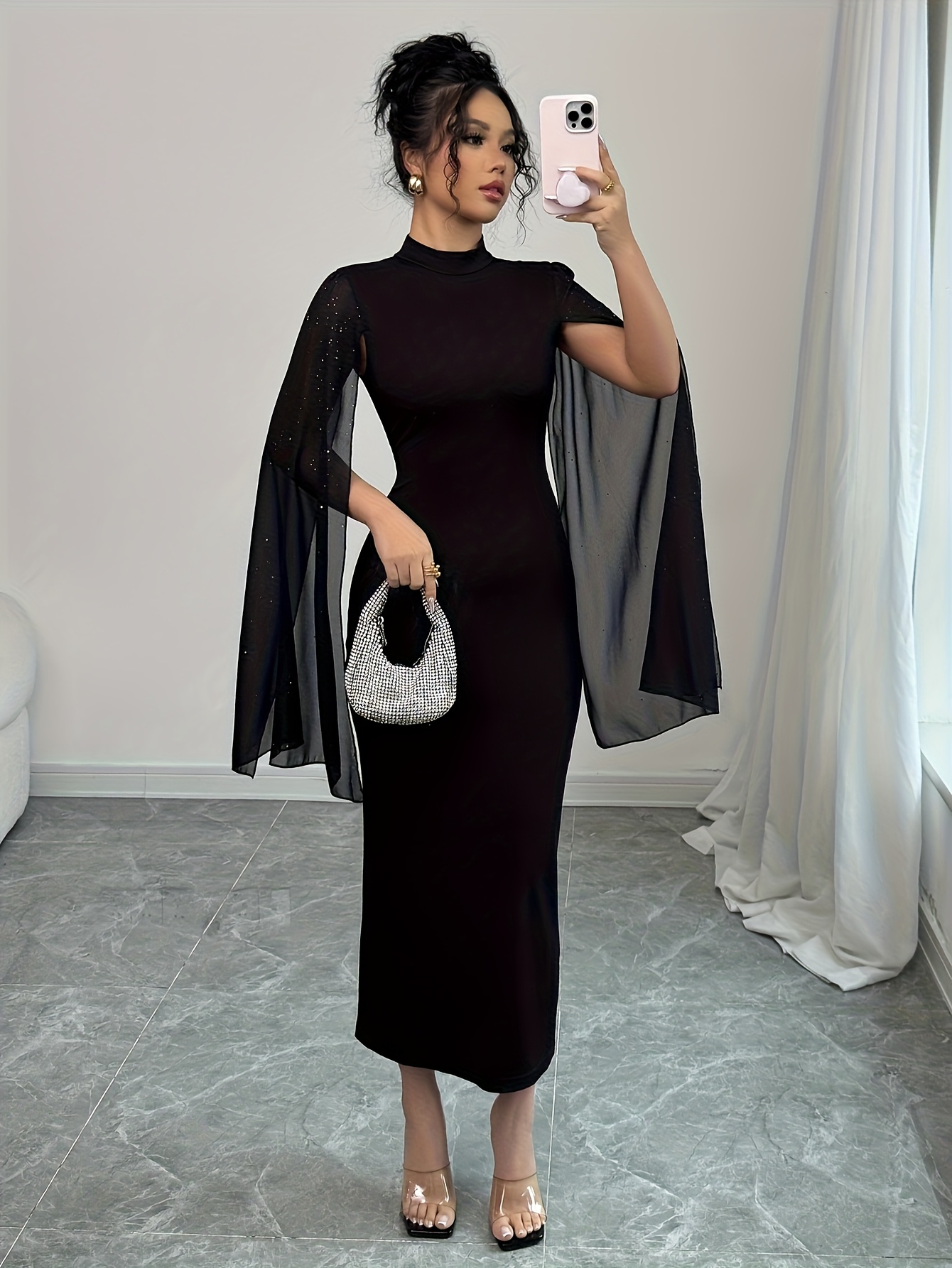 viral mesh dress Viral becko mesh Dress with scarf- Bestseller