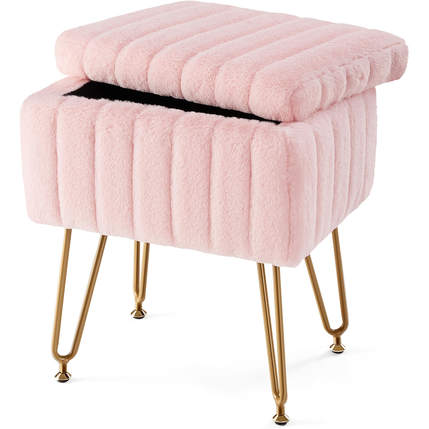 A Pink Feminine Storage Stool For A Dressing Table | Includes A Storage Chair | Stool For Dressing Room Storage | Unique Multifunctional Space- Dressing Table For Bedroom Decor With Dual Purposes