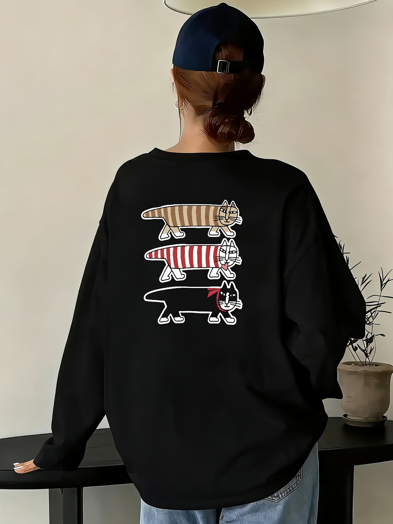1pc   print   spring autumn round neck womens long sleeve shirt soft and light versatile leisure style good     coordination ideal for gifts high quality material