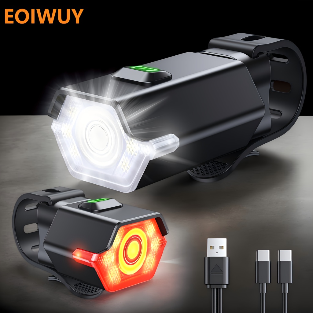 TEMU Eoiwuy Bike Lights, 3+6 Bike Lights | Rechargeable Bicycle Light With Side Warning Light, Led Headlight And Tail Light Set For Road Mountain