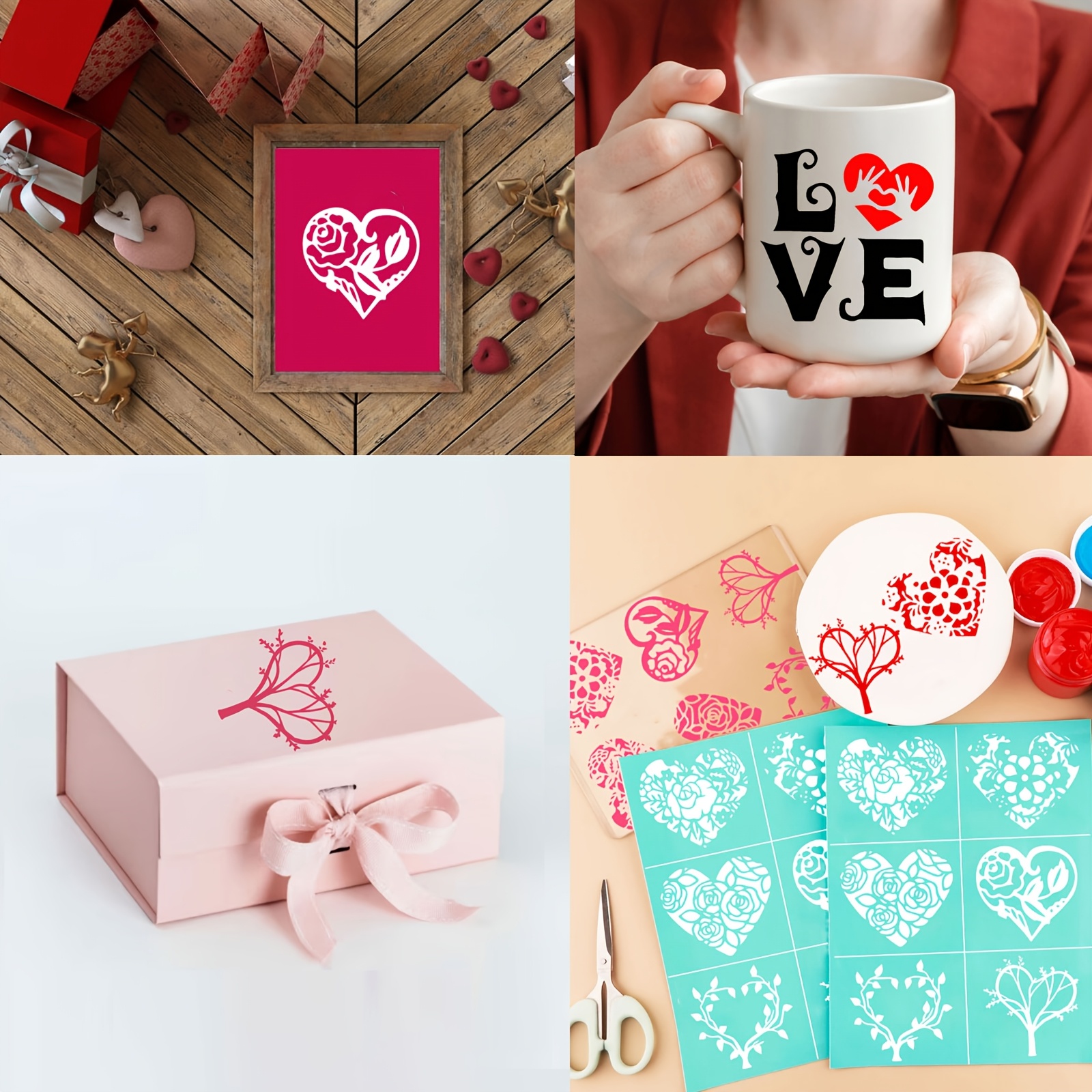 Heart Pattern Screen Printing Stencils, 3 Sizes