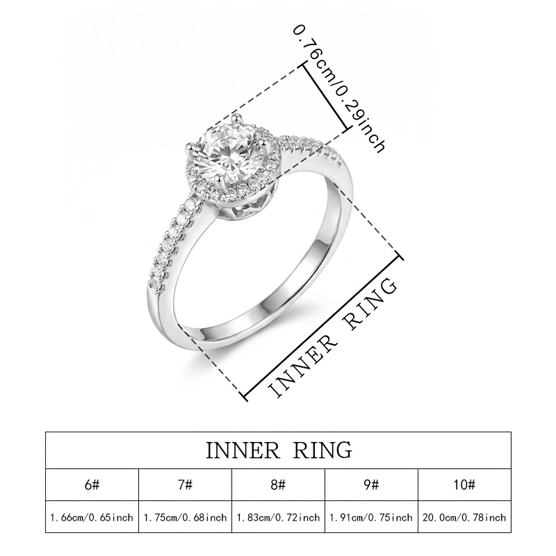 Women's Sparkly Round Synthetic Zirconia Engagement Ring