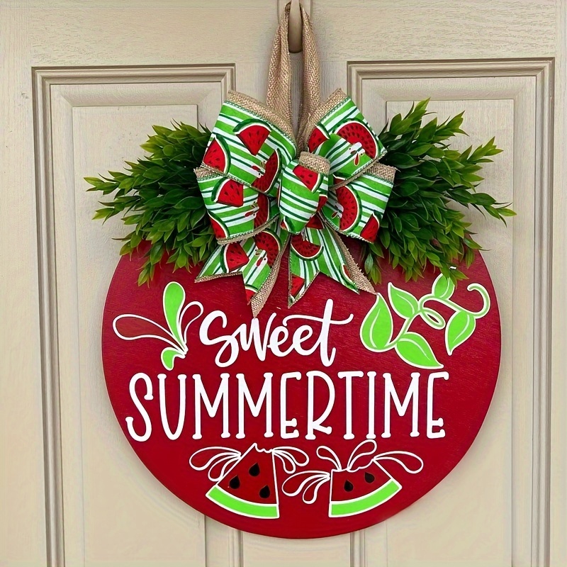 

1pc, Wooden Summer Watermelon Door Hanging Decoration With Bowknot Sign Decorative Hanging Decoration