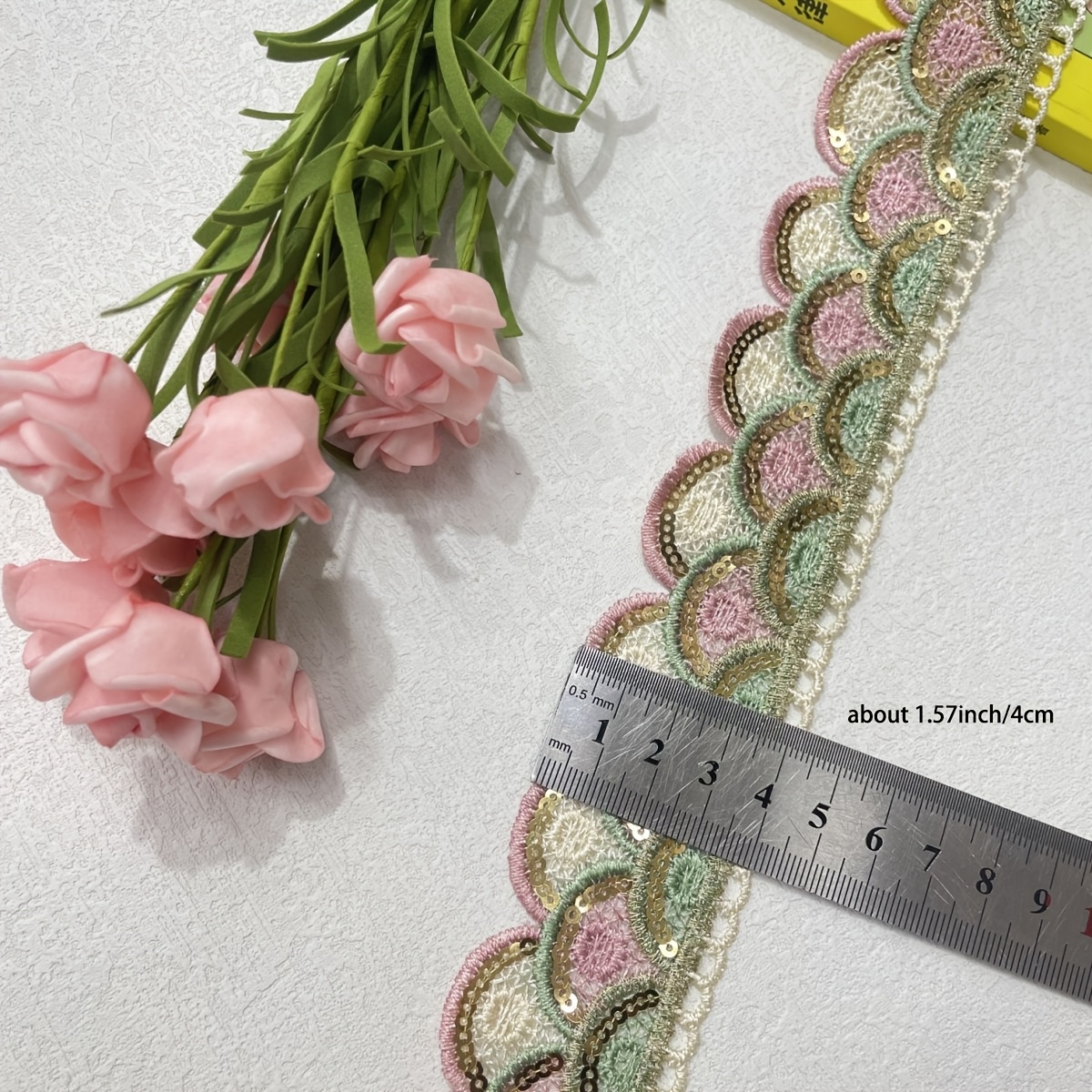 Colorful Sequined Lace Trim, 1 Yard for Fashion Additions