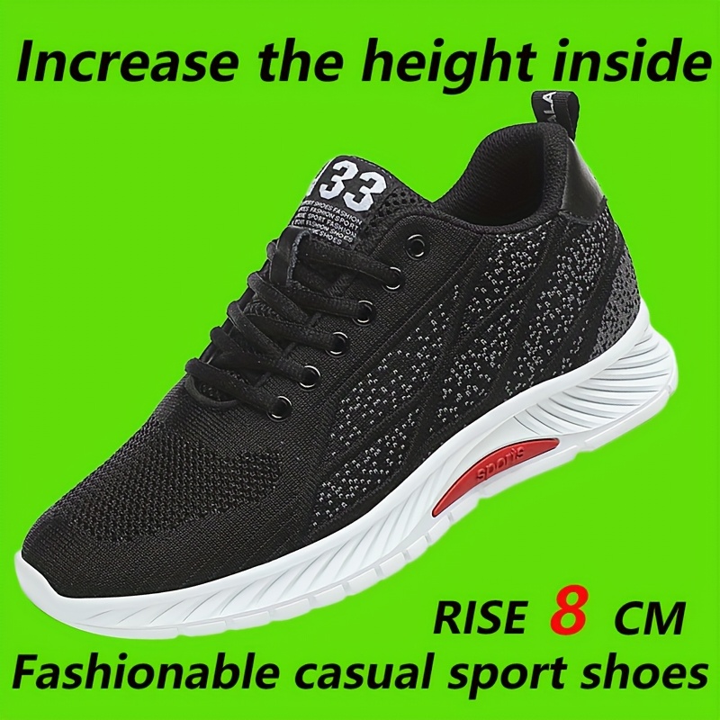 TEMU New Of Men's Invisible Height-increasing Shoes, 8cm Breathable Mesh, Stylish And Comfortable Non-slip Casual Sports Shoes With A Soft Thick Sole