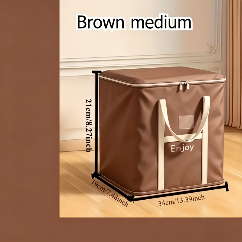 TEMU 1pc Extra-large Capacity Folding Storage Bag, With Zipper Opening And Closing, Widened And Thickened Handle, Bedding Storage Bag, Wardrobe