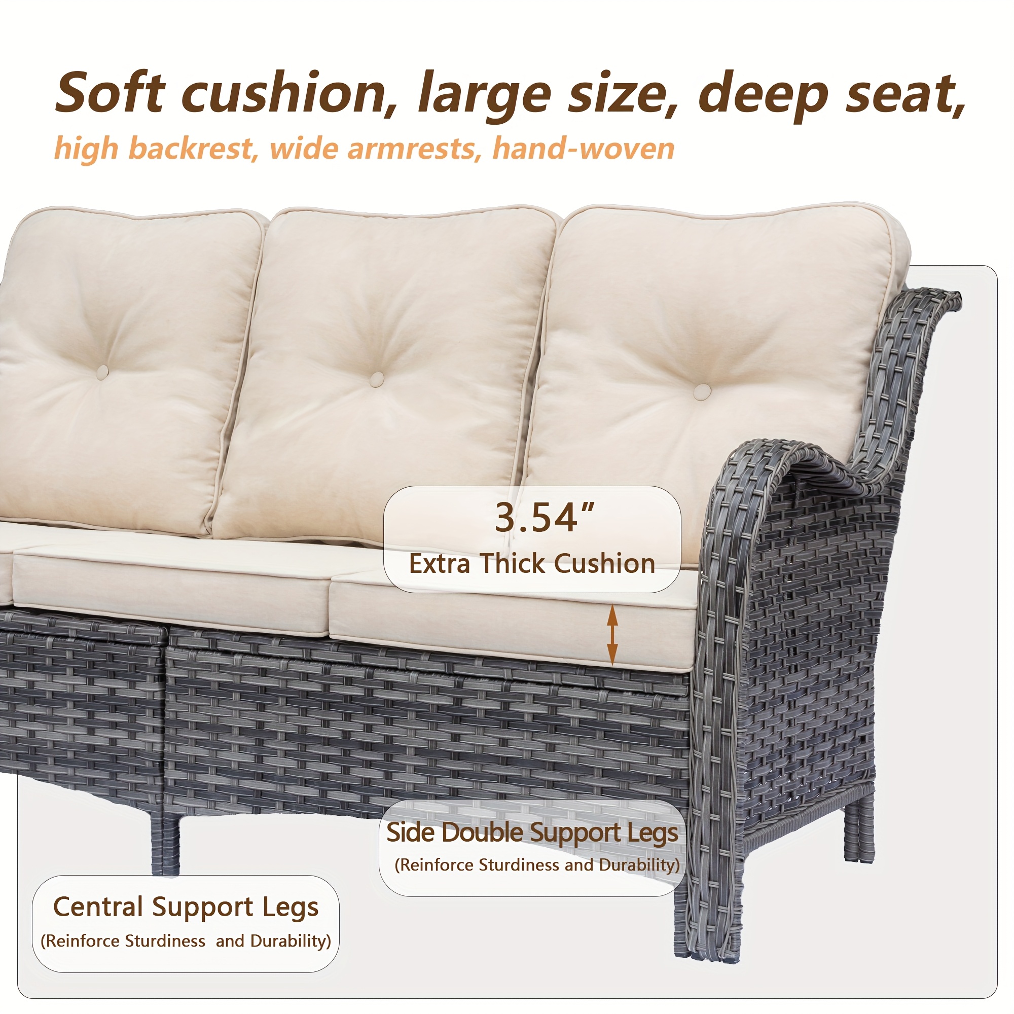 9pcs outdoor rattan furniture set made from all weather materials featuring 360 swivel rocking chairs a sofa ottomans and a tempered glass side table this high quality wicker is   Product details 5