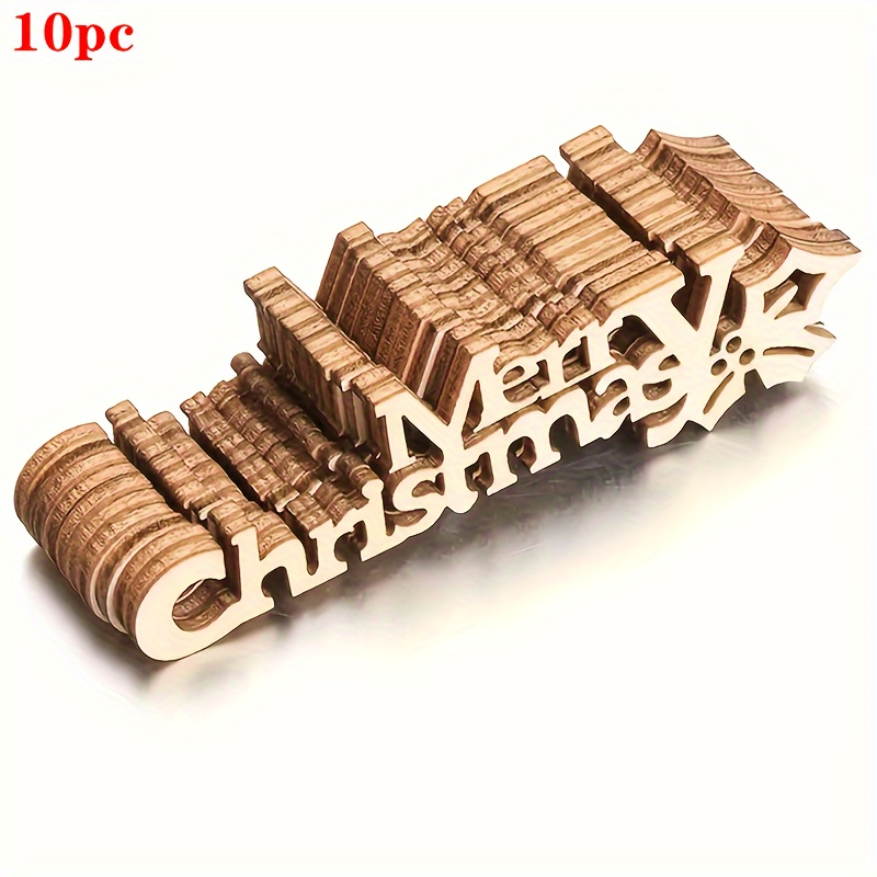 10 Wooden "merry Christmas" Hanging Ornaments, Small Wood Slices For Diy Painting And Doodling, Christmas Tree Decorations, Letter Decorative Hanging Signs, Christmas Hanging Ornaments, Gift