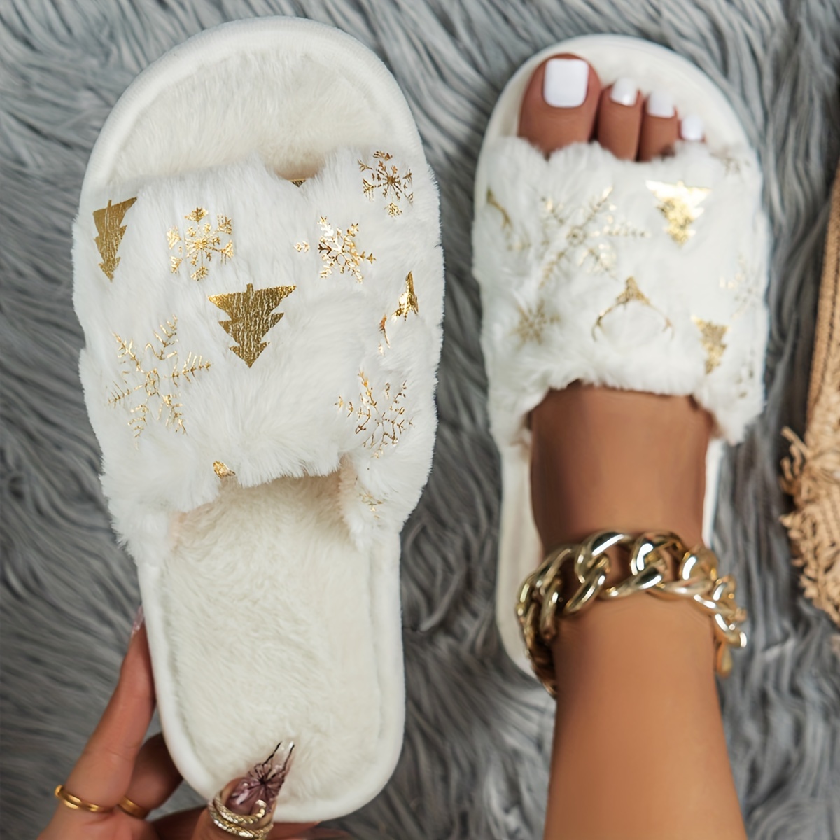 Image of Christmas Women's Home Warm Slippers, , Plus Velvet Shoes, Comfortable, Women Shoes