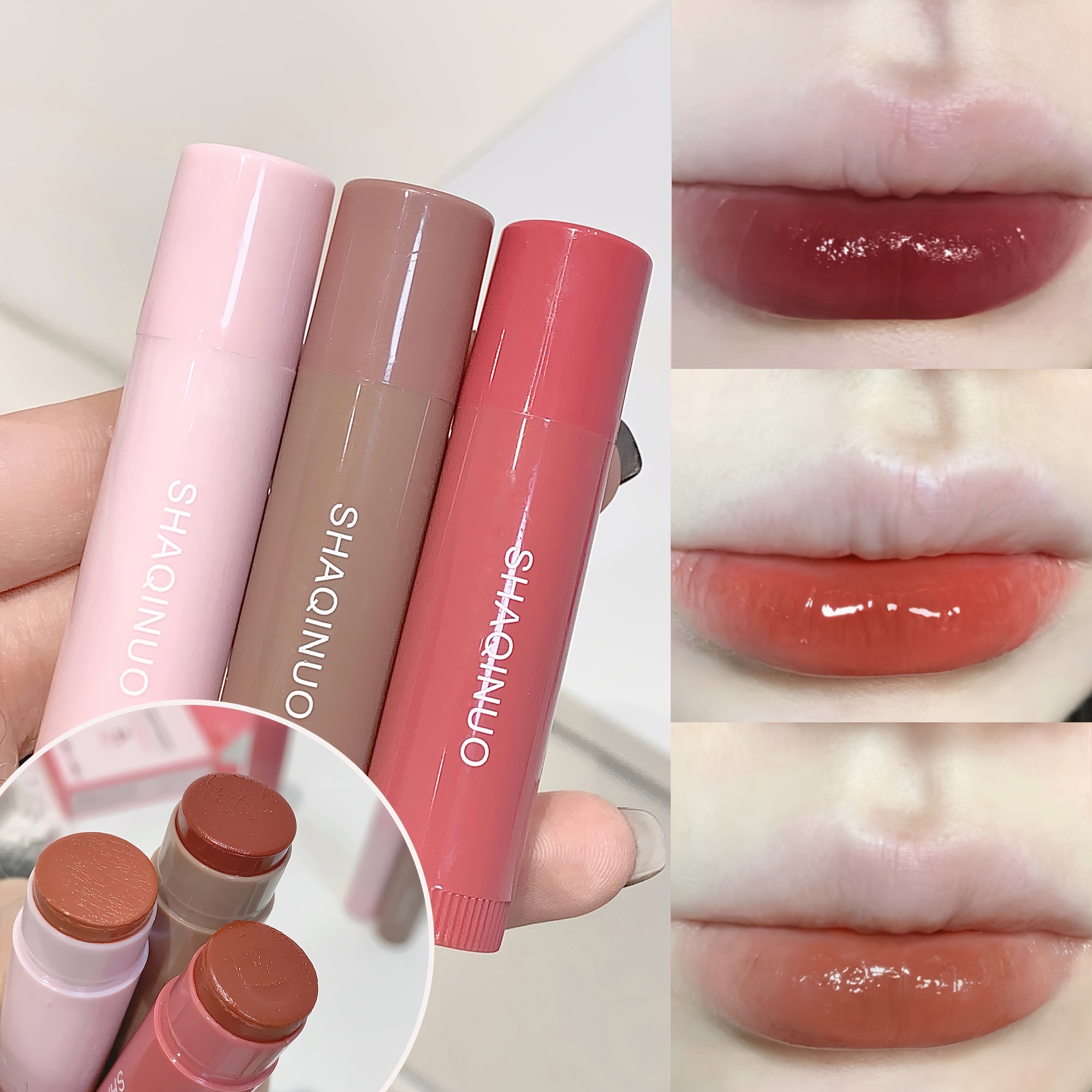 Conjunto De 1/3 Piezas De Labial Con Color Hidratante, Que Y , Acabado , , Maquillaje Natural Para 1