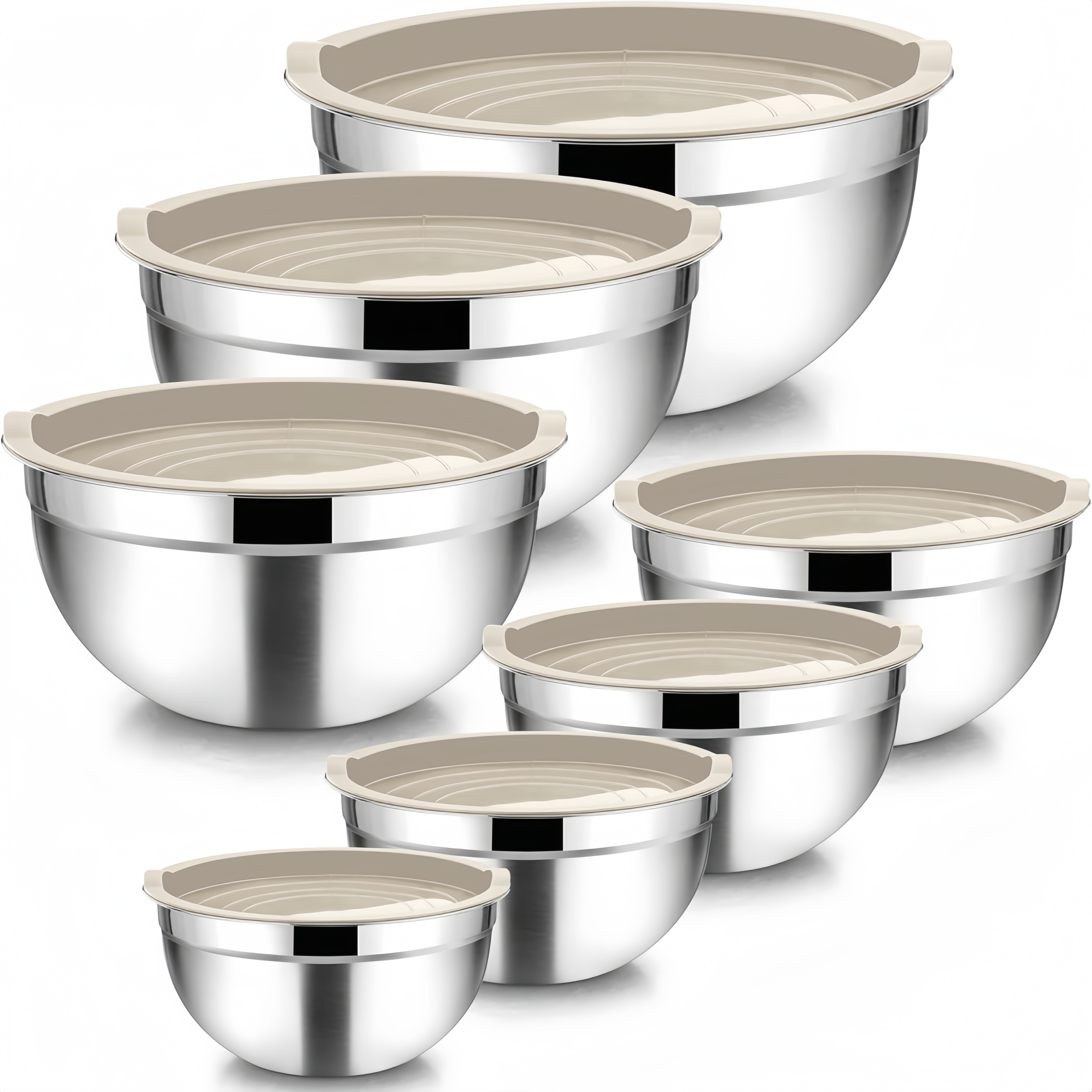 TEMU 14pcs (7pcs Mixing Bowl   7pcs Lid)stainless Steel Mixing Bowl Set With Airtight Lids - Rust-proof, Perfect For Baking, Cooking & Food Prep -