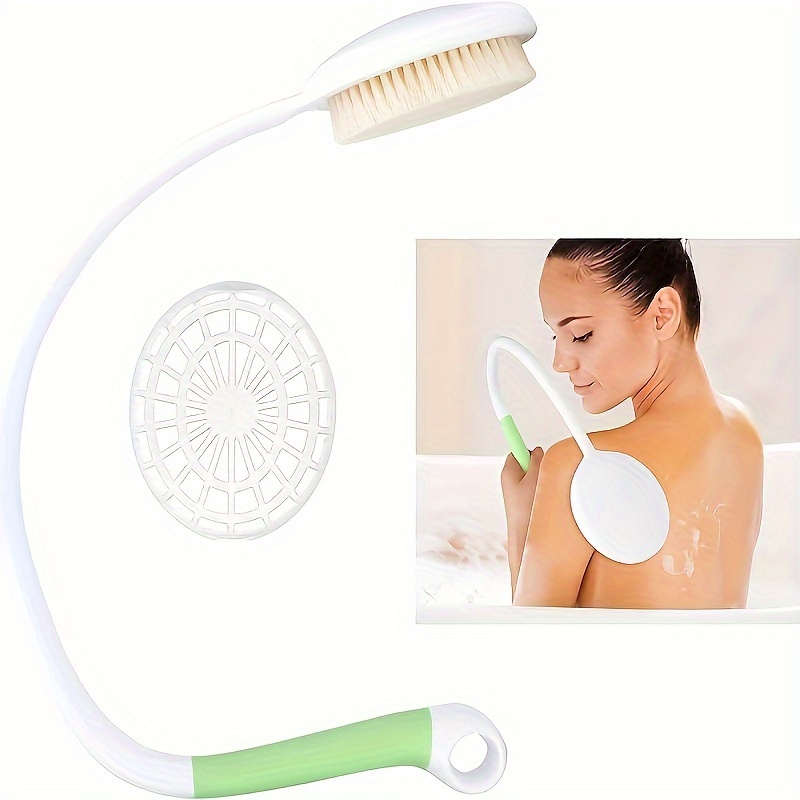 1pc Curved Long Handle 27.5 Inch Shower Back Scrubber For Men And Women, Loofah Bath Brush