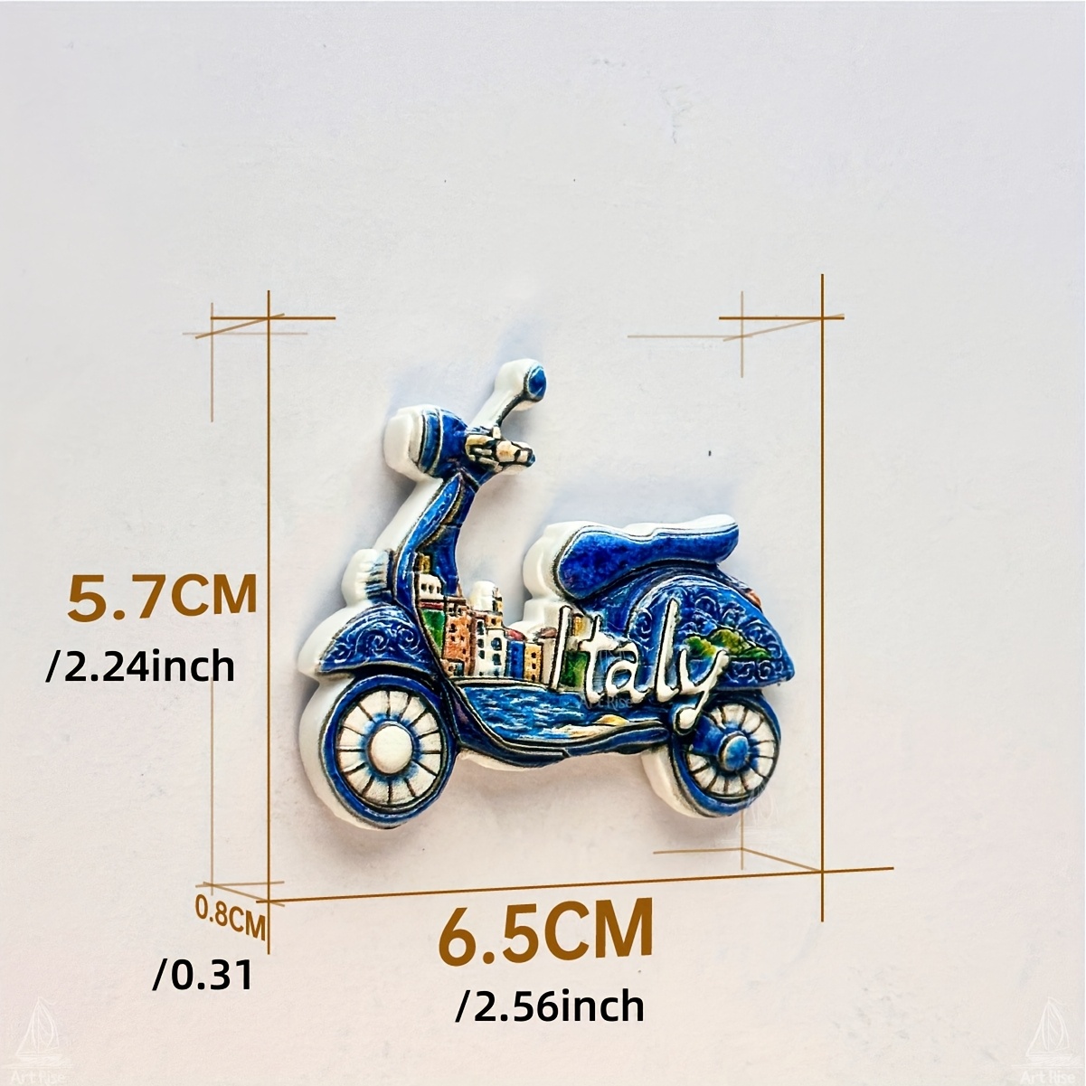 Image of 1pc Italian Motorcycle Fridge Magnets, Vibrant Italian-themed Fridge Decor With C Sicilia Landscape Design, Octagonal Melamine Magnet For Kitchen And Dining, Perfect For Photos And Decor
