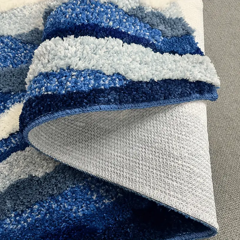 1pc abstract flocked bath mat soft comfortable non slip rubber backed polyester blend machine washable decorative oblong tufted carpet for bedroom living room and coffee table living room accent decorative carpet nonslip rubber backing bathroom rug fluffy plush winter decor decoration Product details 6