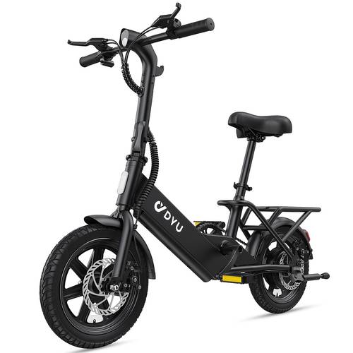 DYU 14 Electric Bike for Adults Teens, Folding Electric Bicycle, Commuter City E-Bike with 350W 500W Motor And 36V 7.5Ah Battery, 3 Levels Assist, Brakes, Built-In Speed 15.5MPH
