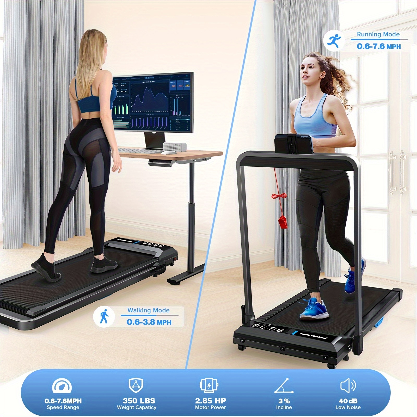 incline walking pad treadmills desk treadmill 350 lbs Temu