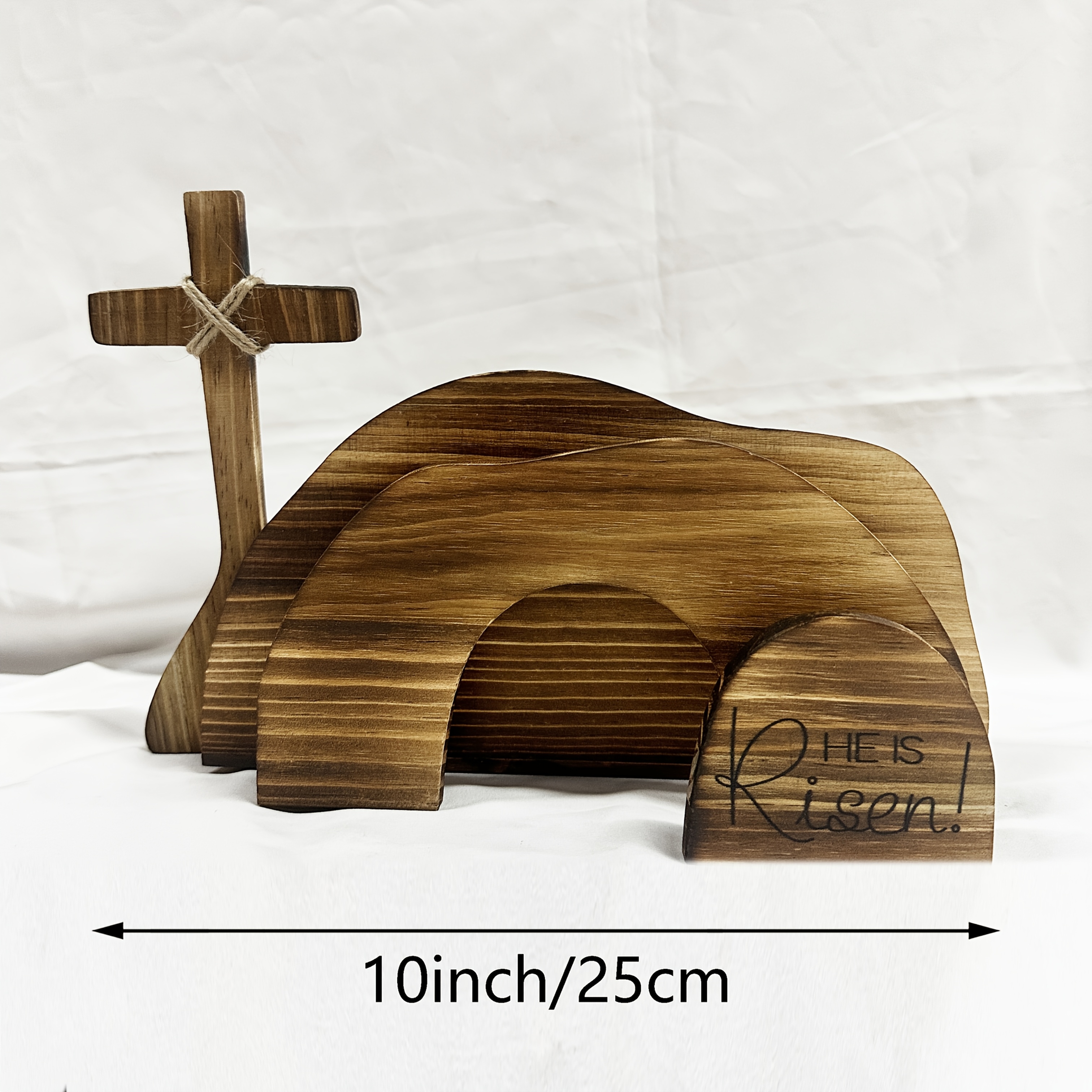 Image of " Wooden Easter Scene - Decor With , Lamb, And Greenery - Christian Farmhouse Tiered Tray Or Fireplace Decoration, Easter Home Decor | Rustic Aesthetic | Wood Decor,christmas