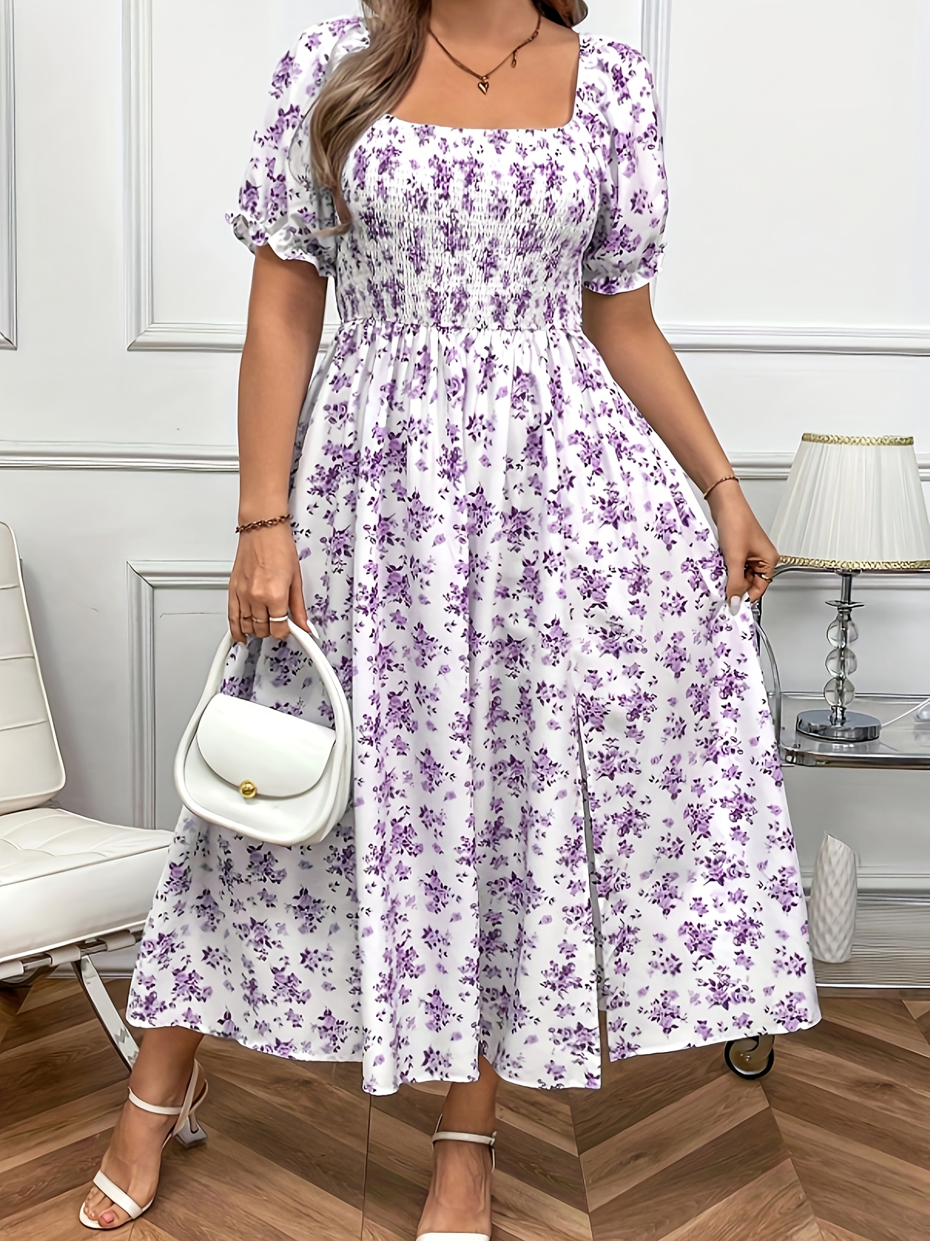 strapless open back dress Danni Strapless Bandeau Midi Dress Lilac Ombre – Girl In Mind main image 1