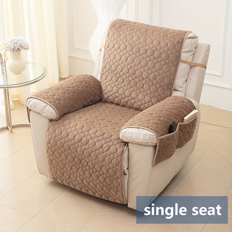 TEMU Housse de canapé JITA en velours de lait et , avec un motif de matelassage à carreaux et des accoudoirs des côtés. pour fauteuils/fauteuils de