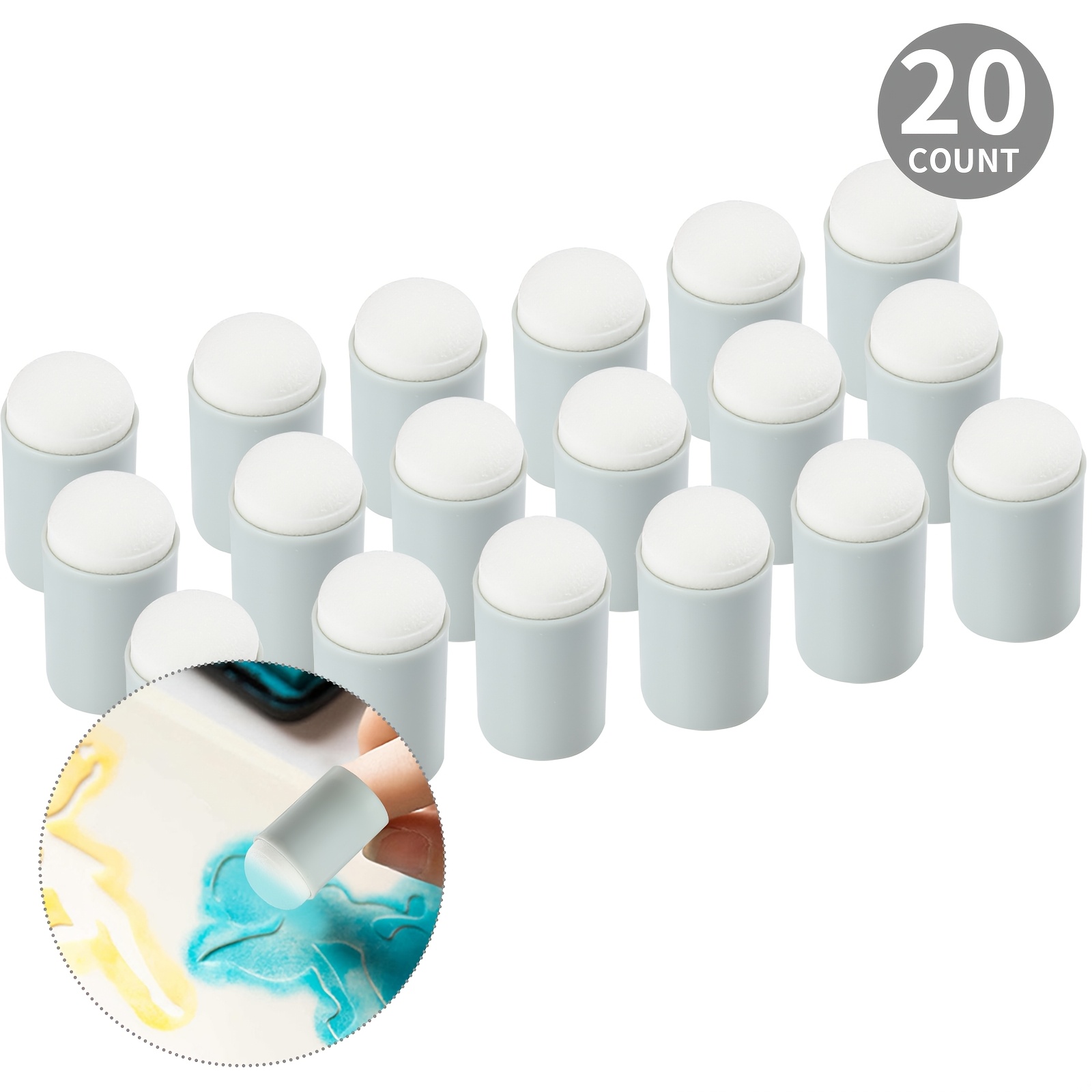 20 Pieces Sponges Daubers - Finger Sponge Daubers With Soft Sponge Head - Perfect For Painting, Drawing, Stenciling And Card Making, Artistic Tools