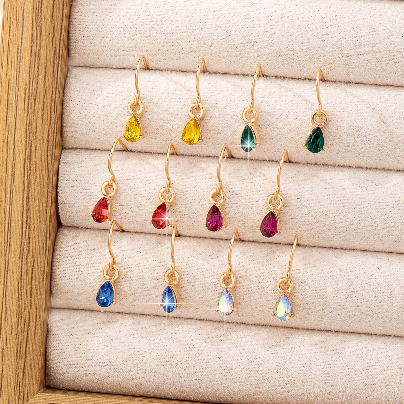 TEMU 6 Pairs/set Of Fashionable, Simple, And Small Teardrop Earrings, Suitable For Women To Or To Banquets
