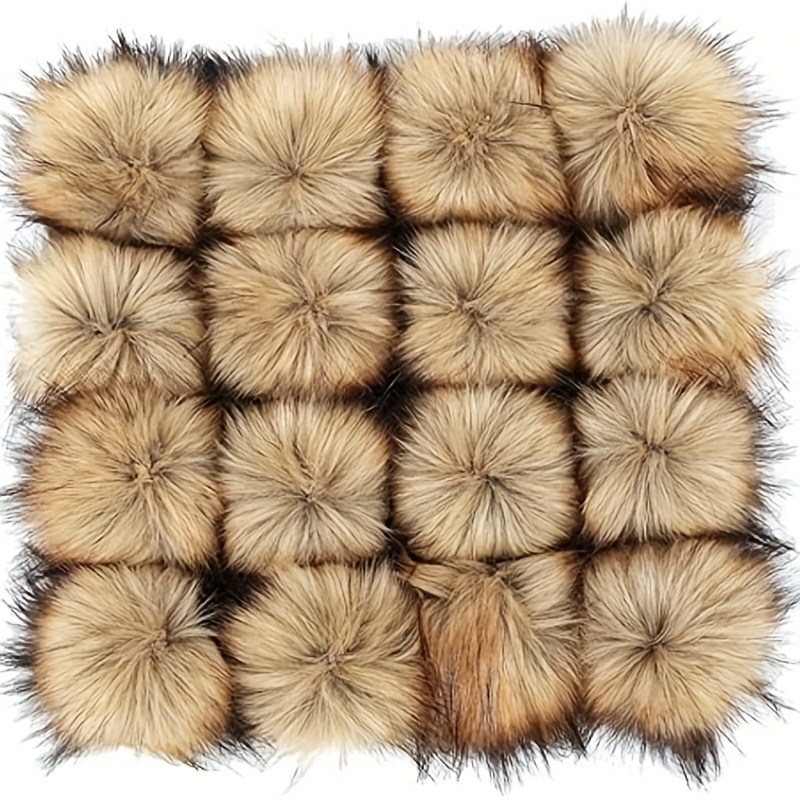 

16 Pack Faux Fur Pompoms With Elastic Loop For Diy Knitting Hats, Shoes, Scarves, Bag Charms, And Keychain Accessories - Soft And Fluffy Fabric Decoration Balls