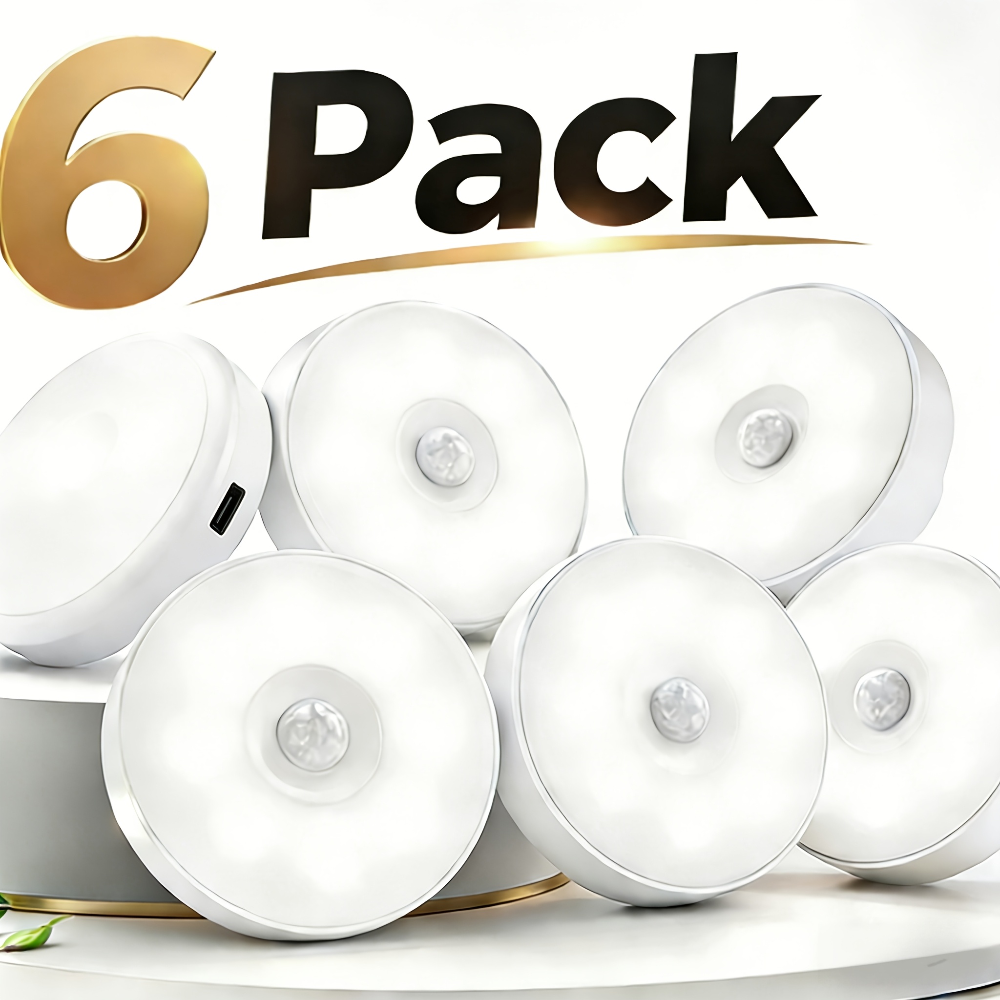 TEMU 6pcs Per Box Of Household Indoor Lighting Wall-mounted Led Lights, Usb Rechargeable Night Lights With Light Sensors, Soft Non-glaring Reading