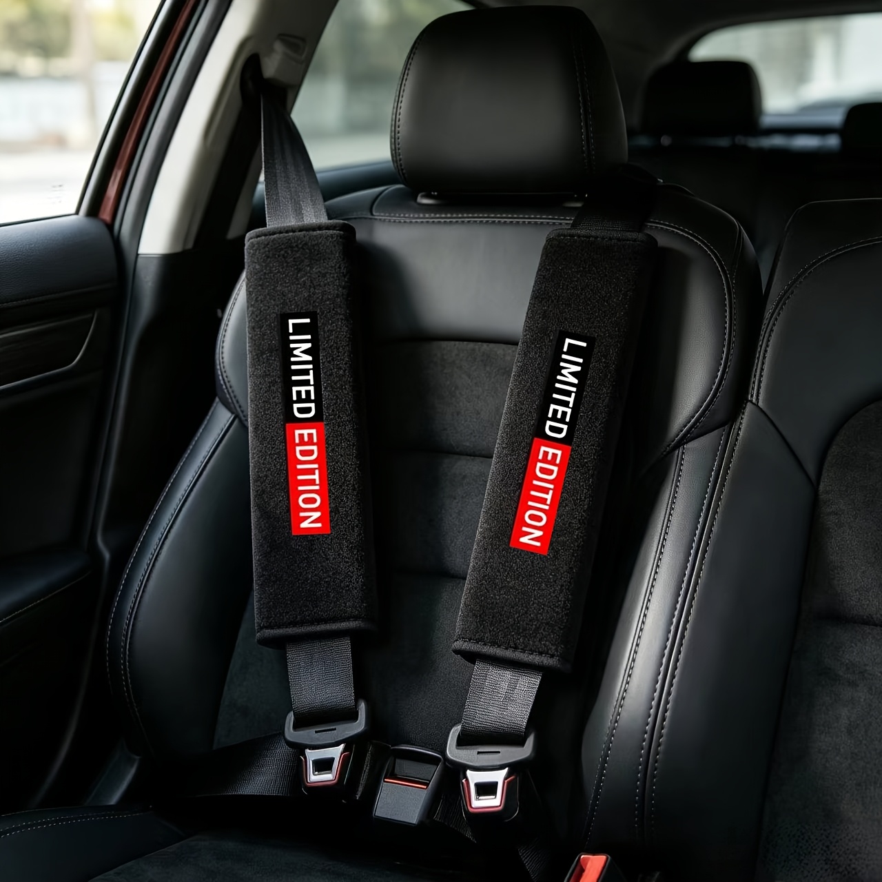 TEMU 2pcs Soft Car Seat Belt Covers, Edition Letter-printed Seat Belt Shoulder Pads, Universal Car Seat Belt Protectors, Car Interior Accessories